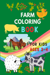 Farm coloring book for kids ages 2-4