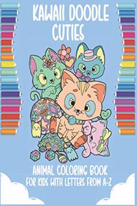 Kawaii Doodles cuties animal coloring Book for Kids with letters from a-z
