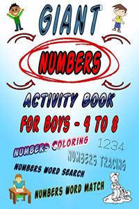 Giant Numbers Activity Book For Boys 4 - 8