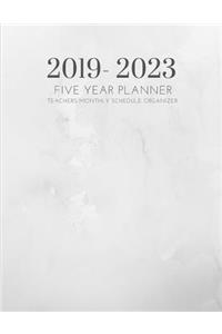 2019-2023 Five Year Planner Marble Grey Gratitude Monthly Schedule Organizer