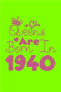 Queens Are Born In 1940 Notebook: Lined Notebook/Journal Gift 120 Pages, 6x9 Soft Cover, Matte Finish, UFO Green Cover