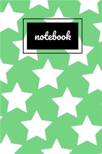 Green & white star print notebook