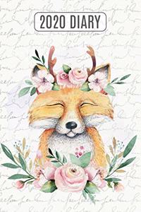 2020 Daily Diary Planner, Watercolor Fox & Flowers