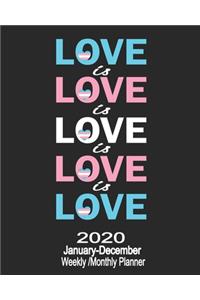 2020 January-December Weekly/Monthly Planner Love Is Love