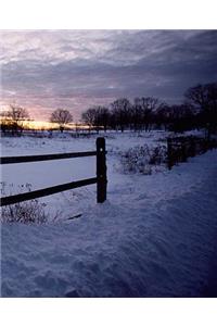 Winter Theme School Composition Book Daybreak Sunrise Fence 130 Pages