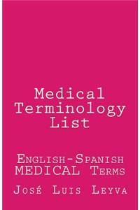 Medical Terminology List