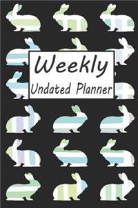 Weekly Undated Planner: 52 Week Planner with Rabbit Pattern and Gratitude Journal Section (Agenda, Organizer, Notes, Goals & to Do Lists)