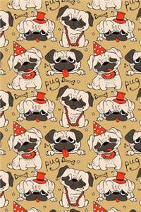 Journal Notebook Funny Pugs Pattern 7