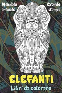 Libri da colorare - Grande stampa - Mandala Animale - Elefanti