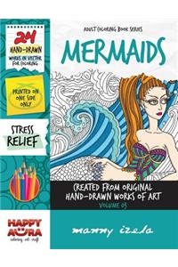 Adult Coloring Book - Mermaids - Vector Line Art - Vol. 03