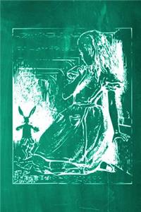 Alice in Wonderland Chalkboard Journal - Alice and The White Rabbit (Green)