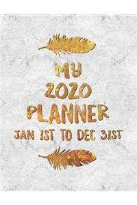 My 2020 Planner Jan 1, 2020 to Dec 31, 2020 White Marble Gold Letters