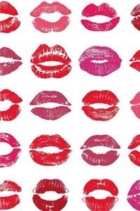 Lips: Pink & Red Lip Print Kisses & Love - 150 Lined Journal Pages Planner Diary Notebook