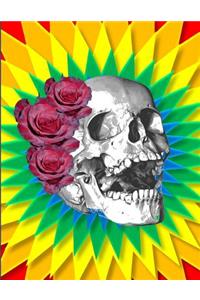 Skull With Red Roses Multi Color Journal Notebook College Ruled Pages 8.5 X 11 (150 Pages)