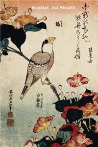 Grosbeak and Mirabilis: Katsushika Hokusai; Lined Notebook / Work Book / Planner / Journal / Diary