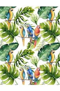 My Big Fat Journal Notebook For Bird Lovers Tropical Parrots Pattern 3