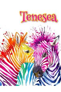 Tenesea: Rainbow Zebras, Personalized Journal, Diary, Notebook, 105 Lined Pages, Christmas, Birthday, Friendship Gifts for Girls, Teens and Women, Book Size 8 1/2 X 11