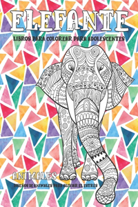 Libros para colorear para adolescentes - Diseños de animales para aliviar el estrés - Animales - Elefante