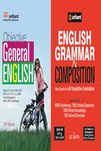 Combo - English Grammar & Composition With Objective General English By Arihant Publication | Best For Competitive Exams | [Paperback] Sc Gupta; Sp Bakshi; Fastbook Library And English Grammar Learning Book
