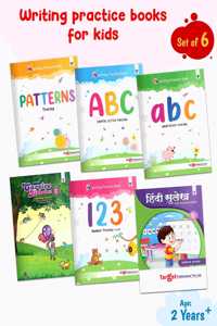 Preschool Writing Practice Book Set For Preschooler | Capital Letters, Small Letters, Patterns, Numbers 1 To 10, Cursive Capital Letters, Cursive Small Letters, Hindi Sulekh | Set Of 6 Books
