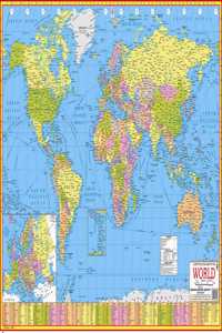 World Political Map English Language(70 X 100 Cms) Laminated Both Sides With Double Side Tape
