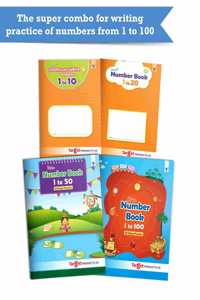 Number Writing Books 1 To 100| Count And Write Numbers 1 To 10, 1 To 20, 1 To 50 And 1 To 100 Number Book For Kids | Includes Number Tracing | Set Of 4