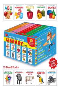 My First Picture Library Blue Box Of 10 Board Books (Pre-School Books) | Gift Set For Kids