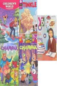 Kids English Magazines Collection Of 5 All Latest Books: Tinkle November 2022, Champak Eng November First And Second, Children'S World Nov And Young Bhaskar Nov 2022