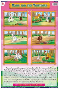 Teachingnest Hare & The Tortoise Chart | English Moral Story | Laminated 33X48 Cm (13X19 Inch) | Wall Sticking