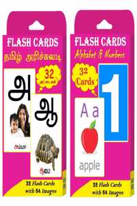 Tamil & English Alphabets Flash Cards For Kids | 64 Flash Cards & 128 Images