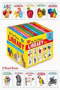 My First Picture Library Box Of 10 Board Books (Pre-School Books) | Gift Set For Kids