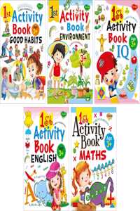 Sawan Set Of 5 Activity Books 1St Activity For 3+ (Good Habbits , Enviroment,Iq,English & Maths)