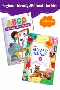 English Alphabet Writing, Drawing And Colouring Book For Kids | Capital Letters & First Abcd Drawing Book For Nursery, Pre School Children | Learn, Write, Practice, Draw And Color | Set Of 2 Books