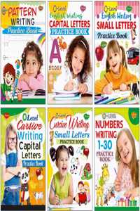 Sawan Set Of 6 Books 0-Level Writing Books (Pattern Writing, Capital Letters, Small Letters, Cursive Capital, Cursive Small Letters, Numbers Writing 1-30)