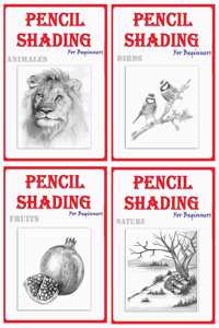 Pencil Shading Books For Kids (4 Books) | Learn Pencil Shading Of Birds, Animals, Fruits & Nature - Pencil Shading Activity Books For Kids