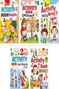 Sawan Set Of 5 Activity Books 2Nd Activity For 4+ (English,Enviroment,Logical Reasoning,Maths & Good Habbits)
