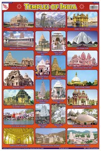 Teachingnest Temples Of India Chart | Laminated 33X48 Cm (13X19 Inch) | Wall Sticking