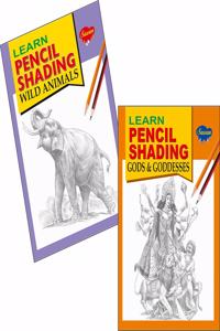 Set Of 2 Books, Learn Pencil Shading Wild Animals And Learn Pencil Shading Gods & Goddesses