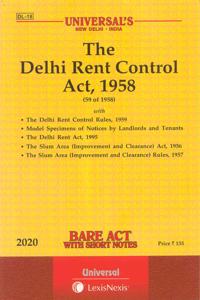 The Delhi Rent Control Act 1958 [2020 Edn]- Bare Act With Short Notes