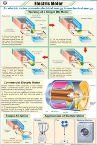 Teachingnest | Electric Motor Chart (58X90 Cm) | English | Physics Charts | With Rollers