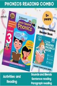 English Phonics Book Combo, Phonics Reader Level 3 [48 Pages] And Phonics Reader Book [16 Pages Small Size] , Vowel Letter Sounds , Phonics Activity Book With Sentence Reading , Phonics Books 4 Years, Phonics Worksheets ,Letter Sounds Book, A-Z Sou