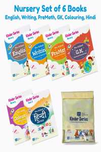Kinder Series Nursery Activity Book For Kids - Set Of 6 Books (Alphabets Reading, Writing, Gk, Numbers, Hindi Varnamala And Colouring) + Books Pouch [Paperback] Future Intelligence Books
