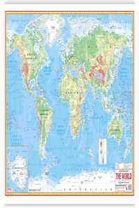 Physical World Map- Size 70X100 Cms|English Language|Laminated On Both Sides|Bold & Highlighted Outlines|Premium Quality Study Material