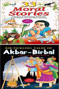 Set Of 2 Books | Children Story Books : 33 Moral Stories And Rib-Tickling Tales Of Akbar-Birbal