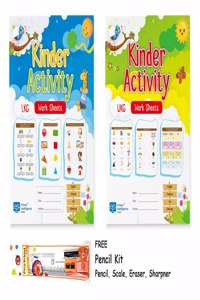 Kinder Activity Lkg And Ukg Worksheets Combo (English, Maths, Gk, Colouring) 240 Pages With Activity Stikcer, Stick And Folder