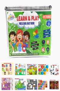 Learn And Play Preschool Busy Book Toddler Activities, Montessori Book For Kids, 20 In 1 Activity Book For Kids 2 3 Years Old, Water&Tear Proof, 98 Super Strong Cut-Outs With Cornered Edges