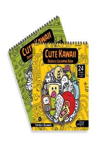 Zen Sangam Cute Kawaii Doodles Colouring - 2 Books Set For Kids And Beginners (Kawaii Level-1_2)