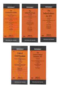 Combo Of 5 Books Ipc, Crpc, Cpc, Cnstitution Of India, Indian Evidence Bare Acts With Short Comentsand State Amendmeds