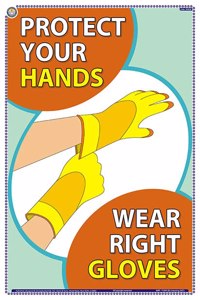 Teachingnest | Wear The Right Gloves | English | 33X48 Cm | General Safety Poster | Industrial Safety Posters | Wall Sticking