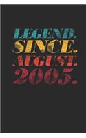 Legend Since August 2005: Dotted Bullet Notebook - 14th Birthday Gift or 14th Anniversary Gift Idea